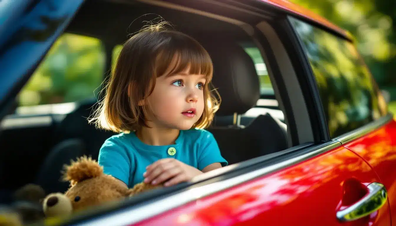 Kind im roten Auto