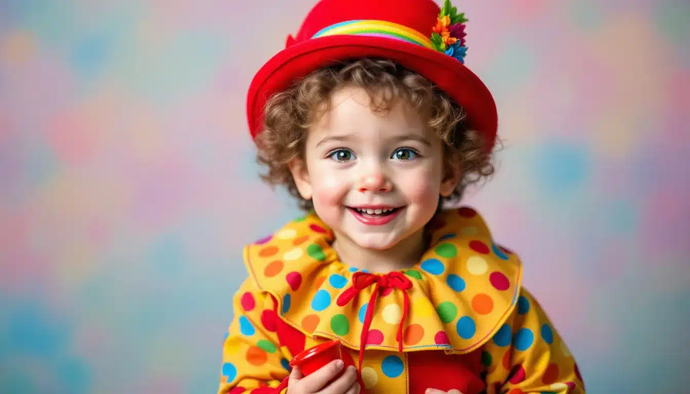 Faschingsfeier-Tipps: Buntes Kind im Clownkostüm