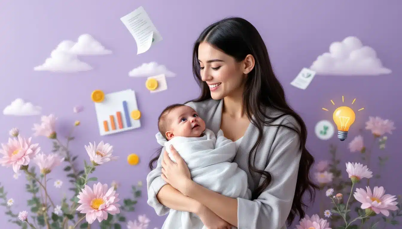Eine Mutter mit ihrem Baby, umgeben von den Herausforderungen des Lebens.