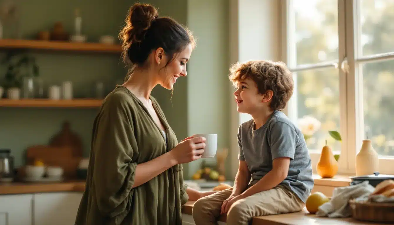 Mutter und Kind kuscheln