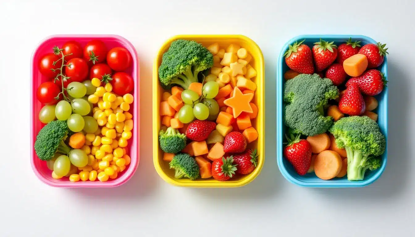 Farbenfrohe Snacks in Bento-Boxen