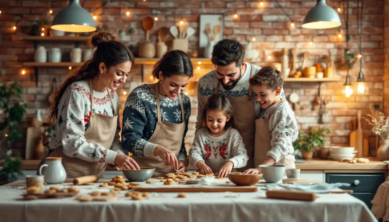 Familie backt gemeinsam Kekse