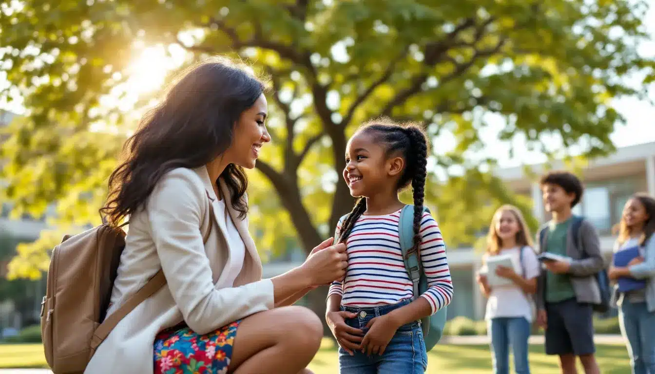 Mutter und Tochter besprechen den Schulwechsel