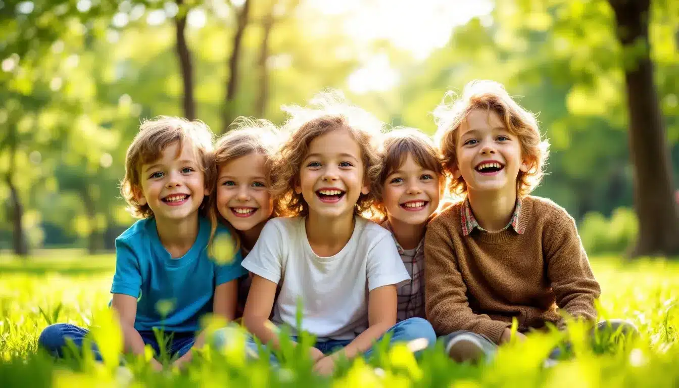 Kinder spielen im Park