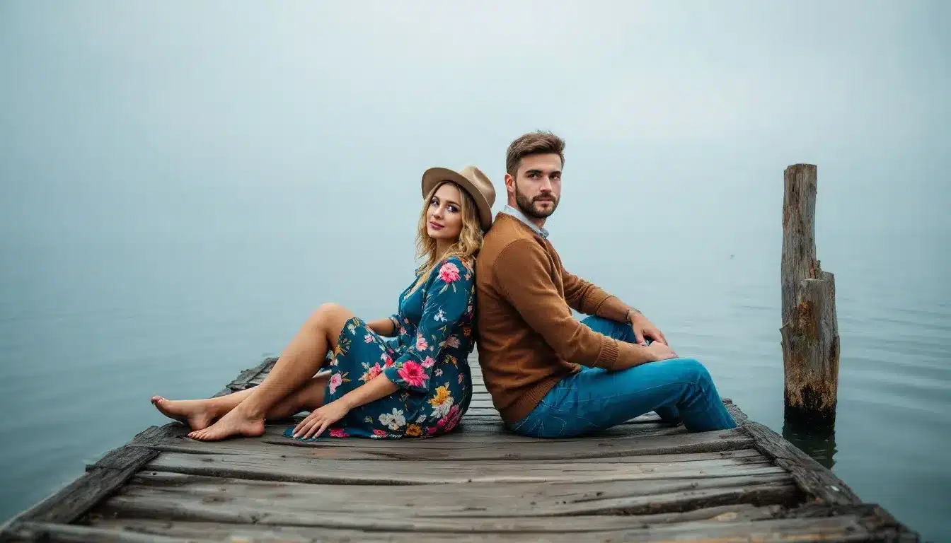 Zwei Personen am See