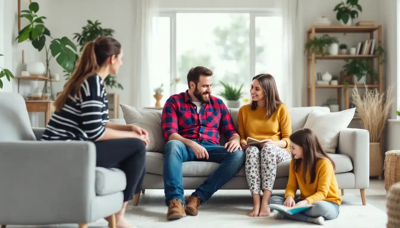 Familie spricht über Nachhaltigkeit