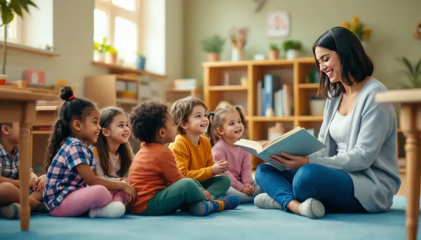 Eine Lehrerin liest Kindern vor