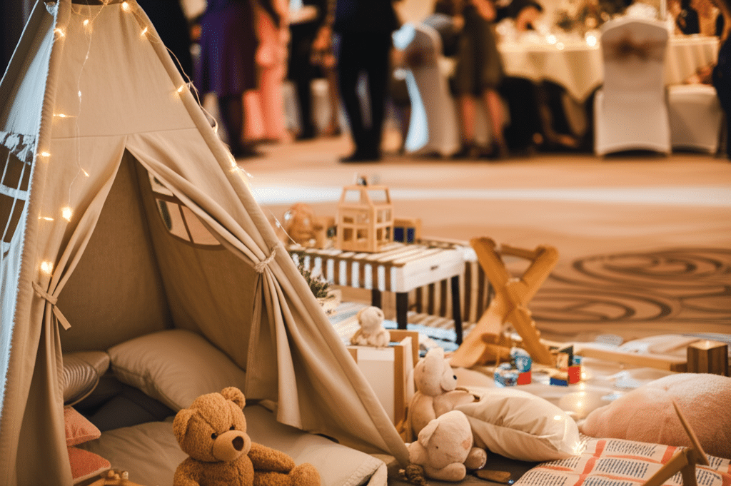 Kinder spielen auf einer Hochzeit
