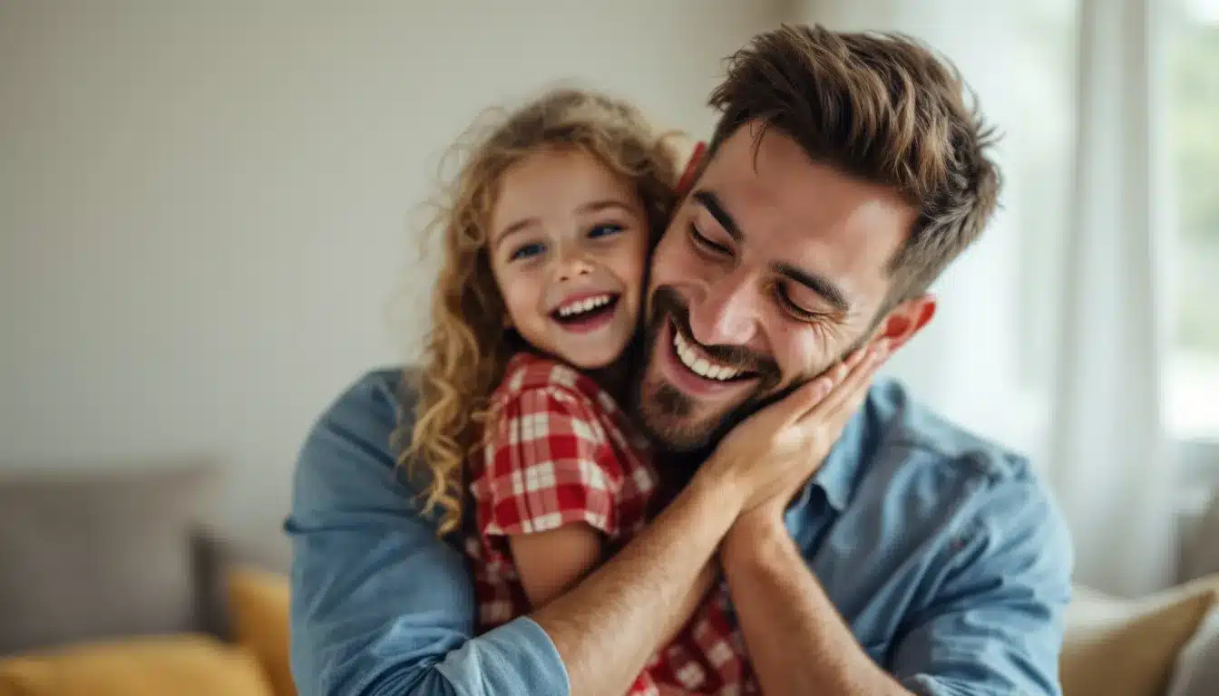 Vater und Tochter Umarmung
