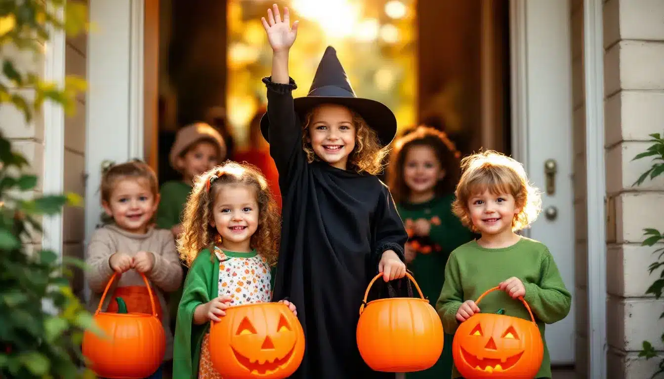 Kinder in Halloween-Kostümen