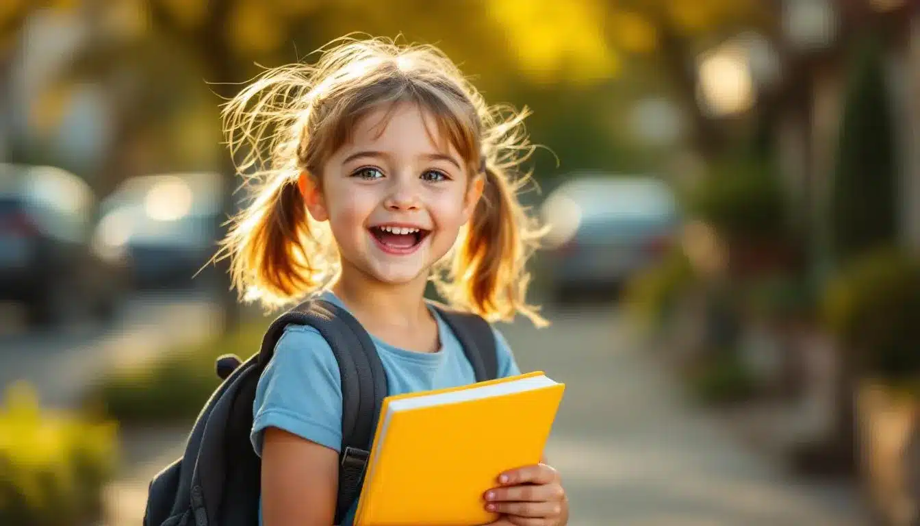 Einschulung eines Kindes mit Schulranzen