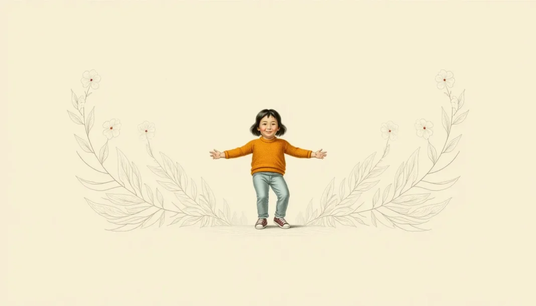 Ein Junge und ein Mädchen halten sich an den Händen, umgeben von einer bunten Welt der Vornamen