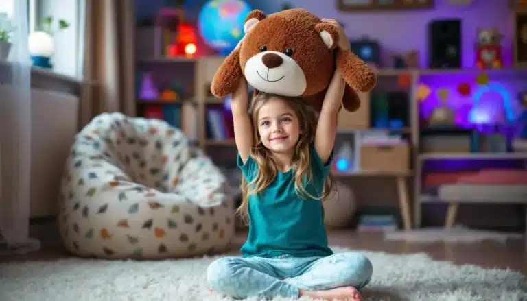 Kind räumt spielerisch auf