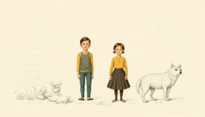 Illustration von nordischen Göttern wie Thor und Freya.
