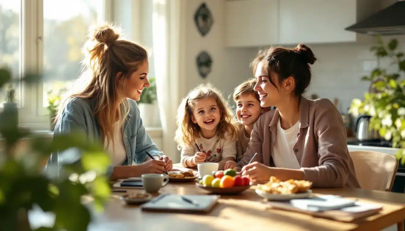 Eltern und Teenager beim gemeinsamen Kochen in der Küche