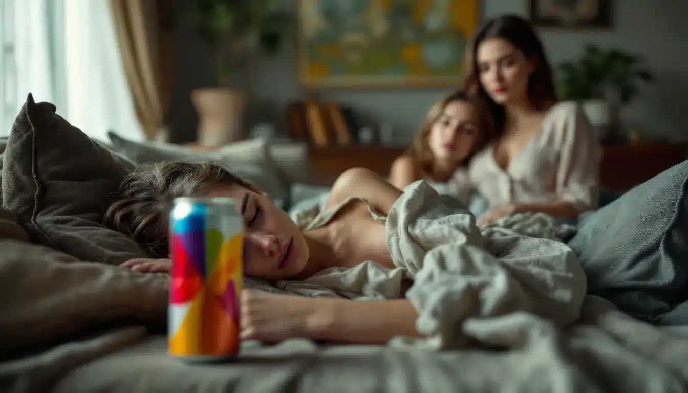 Mutter spricht mit Teenager über Energy Drinks